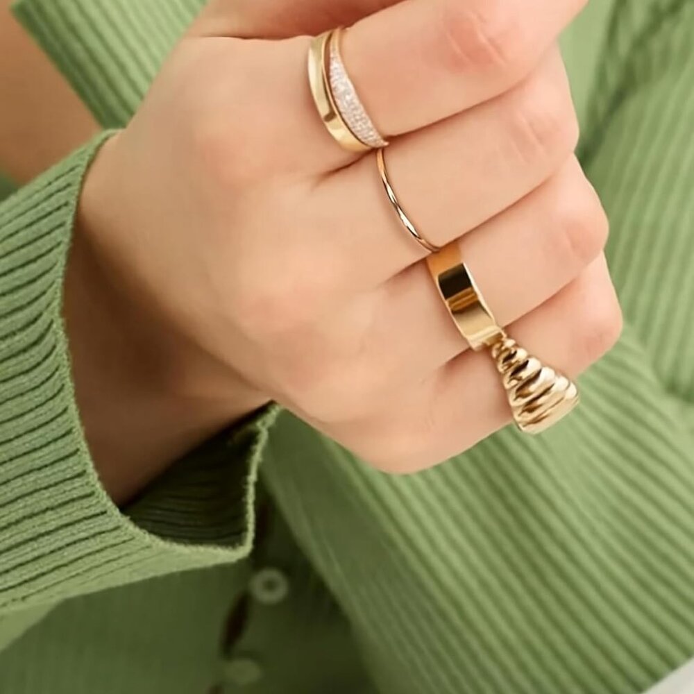 Elegant 14k Gold Filled Stackable Ring Set - Thum… - image 7